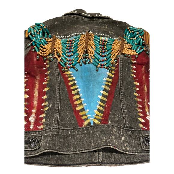 Levi’s Embellished Beaded Denim Jacket by Evelyn Taylor 1/1 jacket size small - Picture 7 of 13